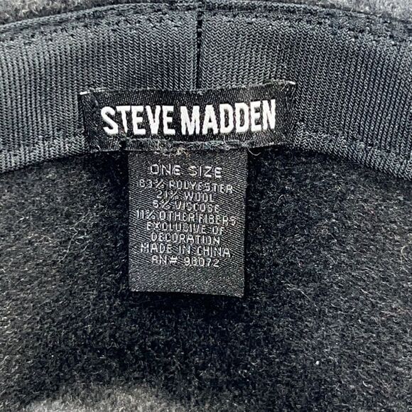 STEVE MADDEN Dark Grey Wool Blend Felted Tulle Trim Fedora Hat- OS NWT - Picture 6 of 6